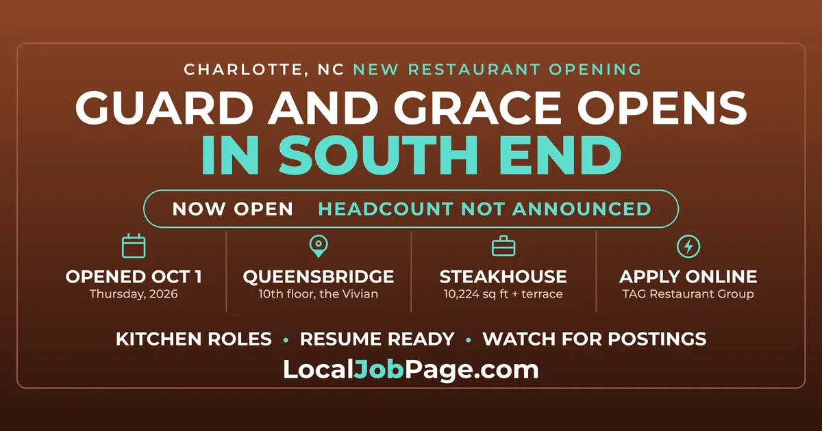 Guard and Grace Opens in South End: What Charlotte's New Rooftop Steakhouse Means for Restaurant Jobs